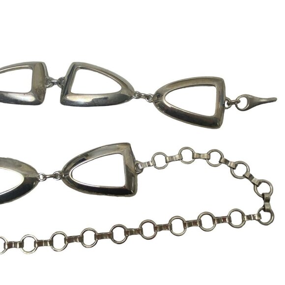 Link Chain Belt Silvertone Metal Made in Italy One Size Adjustable 40" Long - Picture 12 of 12